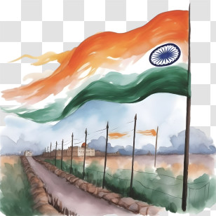 Tiranga Border - Indian National Flag Waving Transparent PNG
