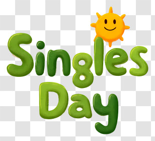 Singles Day - Singles Day Green Text Logo Transparent PNG