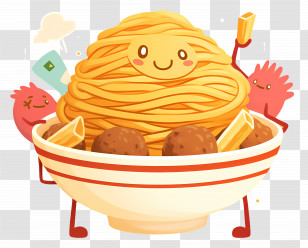 Cartoon Spaghetti - Smiling Spaghetti Bowl Cartoon Transparent PNG