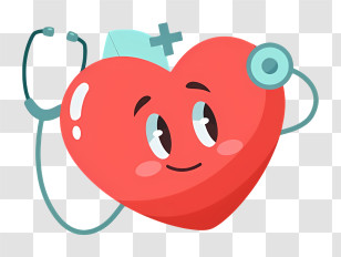 Cartoon Heart - Heart With Stethoscope And Nurse Hat Transparent PNG