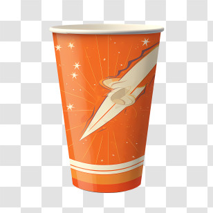 Paper Cup - Orange Paper Cup With Rocket Design Transparent PNG