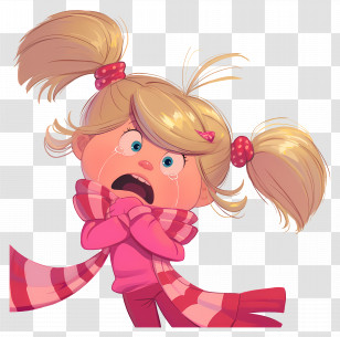 Cindy Lou Who - Crying Cartoon Girl With Pigtails Transparent PNG