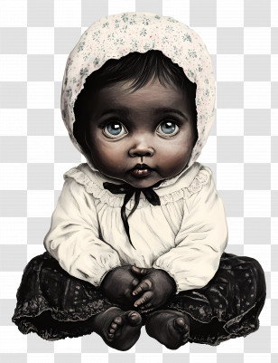 Black Baby - Baby In Vintage Outfit Transparent PNG