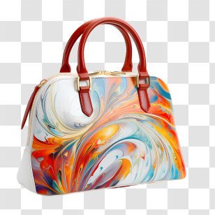 Handbag Day - Colorful Handbag With Artistic Swirl Design Transparent PNG