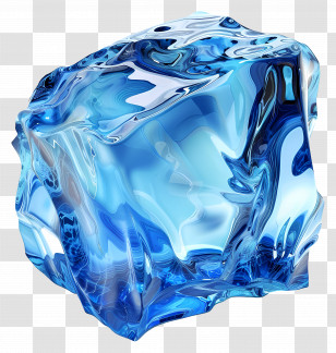 Blue Ice - Blue Ice Cube With Transparent Details Transparent PNG