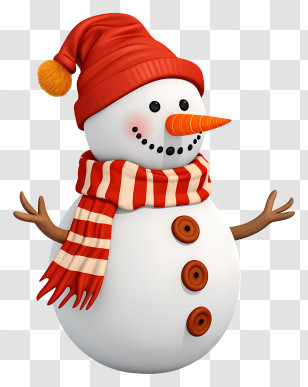 Snowman - Cute Christmas Snowman With Hat And Scarf Transparent PNG