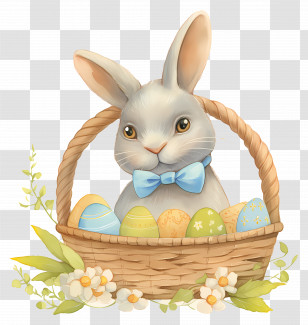 Easter Bunny - Easter Bunny With Basket Of Eggs Transparent PNG