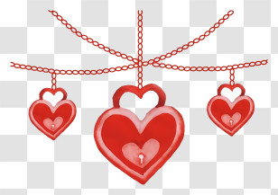 Hanging Heart - Red Hanging Heart Shaped Ornaments Transparent PNG
