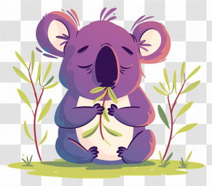 Cute Koala - Purple Koala With Eucalyptus Transparent PNG