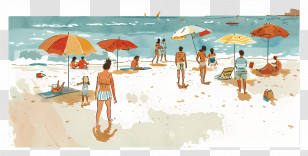 Summer Beach - People Enjoying A Day At The Beach Transparent PNG
