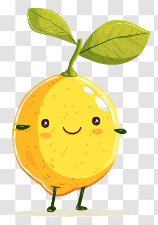 Cartoon Lemon - Cute Lemon Cartoon With Leaves Transparent PNG