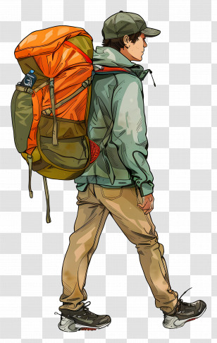 Traveler - Male Hiker With Large Backpack Walking Outdoors Transparent PNG