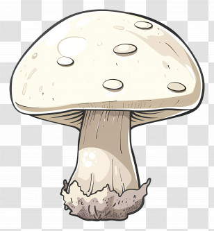 Button Mushroom - Cartoon White Mushroom Illustration Transparent PNG