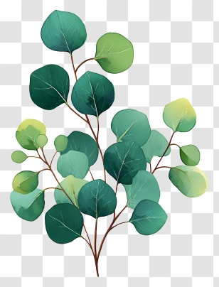 Eucalyptus Ink Painting - Green Leaves Illustration Transparent PNG