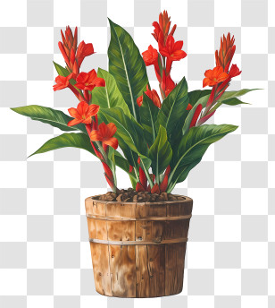 Canna Indica Flower - Potted Red Canna Lilies Transparent PNG