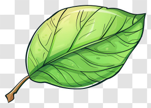 Cartoon Leaf - Colorful Green Leaf Illustration Transparent PNG