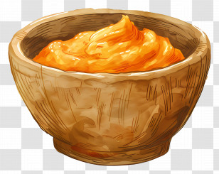 Vegetable Puree - Orange Cream In Wooden Bowl Transparent PNG