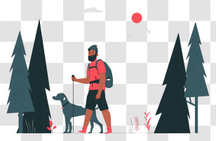 Man In The Woods - Hiker With Dog In The Forest Transparent PNG