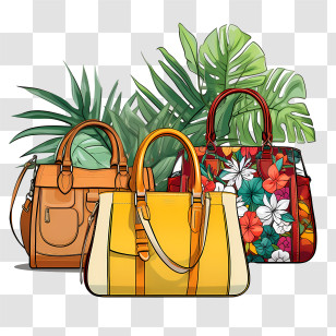 Handbag Day - Stylish And Colorful Handbags With Tropical Vibes Transparent PNG