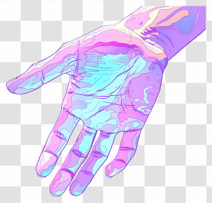 Vaporwave Hand - Colorful Artistic Hand Illustration Transparent PNG