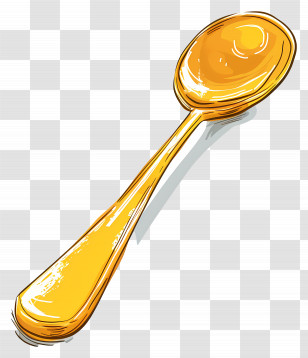Spoon - Yellow Spoon Illustration In Glossy Style Transparent PNG