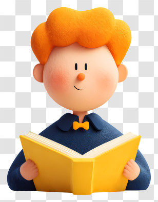 Cartoon Boy Reading Book - Redhead Boy Reading Yellow Book Transparent PNG