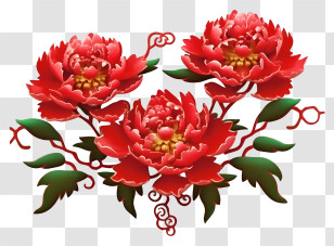 Realistic 3d Chinese New Year Peony - Red Peony Blossoms Decoration Transparent PNG
