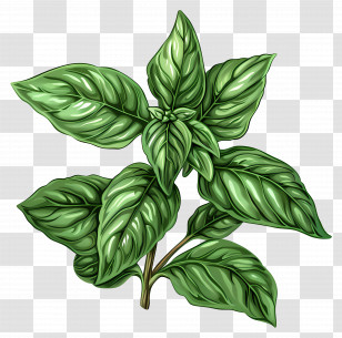 Basil Herbs - Aromatic And Vibrant Green Basil Leaves Transparent PNG