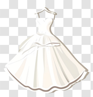 Minimalized Flat Vector Illustrate - White Dress On Hanger Transparent PNG