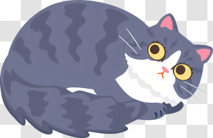 Gray Cat - Gray Fluffy Cat Curled Up Transparent PNG