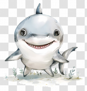 Baby Shark - Cute Cartoon Shark In Oceanic Theme Transparent PNG