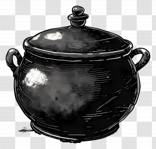 Cooking Pot - Vintage Black Pot Transparent PNG