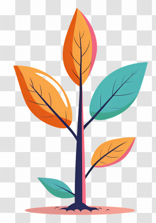 Tree Seedling - Colorful Plant With Dynamic Leaves Transparent PNG