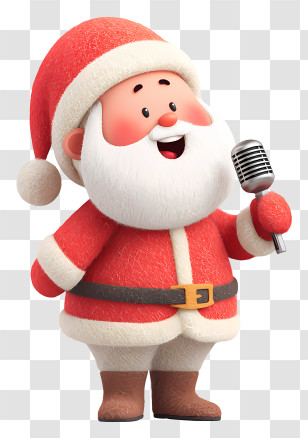 Santa Singing Christmas Carols - Singing Santa Claus With Microphone Transparent PNG