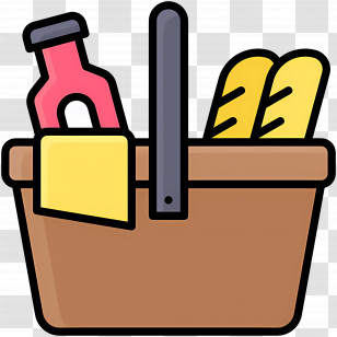 Food Gift Baskets - Grocery Basket With Bread And Bottle Transparent PNG