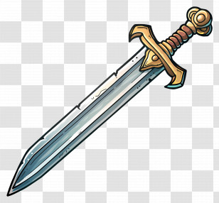 Sword - Medieval Sword With Golden Hilt Illustration Transparent PNG