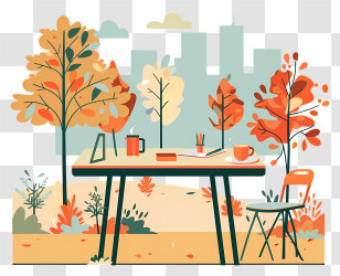 Work Table - Outdoor Desk In Autumn Transparent PNG
