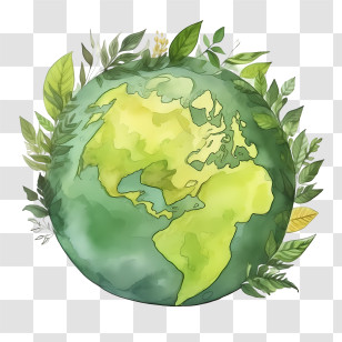 Green Planet Earth - Earth Globe With Leaves Illustration Transparent PNG