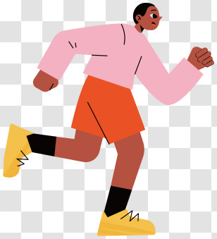 Running - Man Running In Pink Shirt And Orange Shorts Transparent PNG