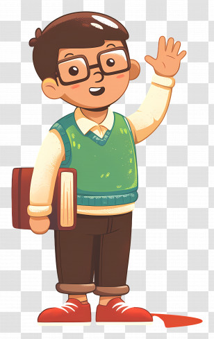 Male Teacher - Student Cartoon Character Illustration Transparent PNG