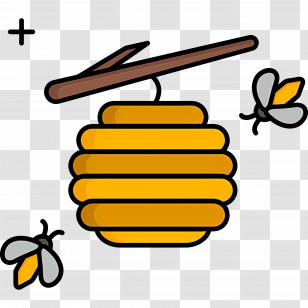 Honey Bee - Beehive With Bees Transparent PNG