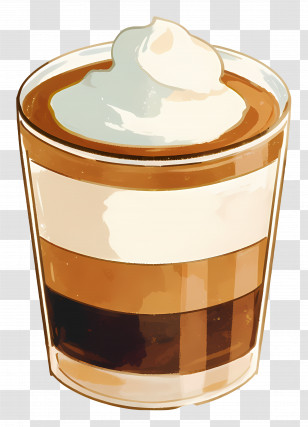 Pudding - Layered Coffee With Whipped Cream In A Glass Cup Transparent PNG