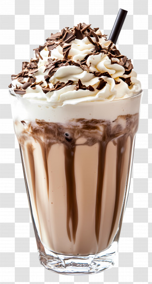 Frappe - Chocolate Milkshake With Whipped Cream And Toppings Transparent PNG