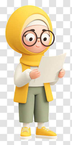 Muslim Woman Reading User Agreement - Cute Hijab Girl Reading Transparent PNG
