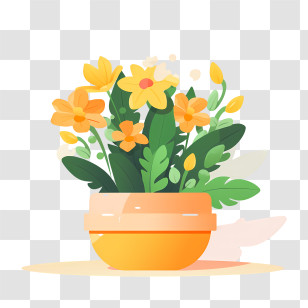 Flower Pot - Yellow Floral Pot Plant Decoration Transparent PNG