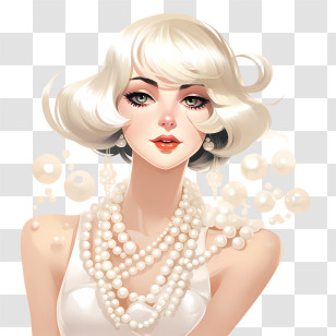 Wear Your Pearls Day - Elegant Blonde Woman With Pearls Transparent PNG