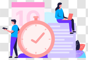 Time Management - Clock With People And Calendar Transparent PNG