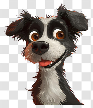 Cartoon Dog - Cheerful Black And White Dog In Cartoon Style Transparent PNG