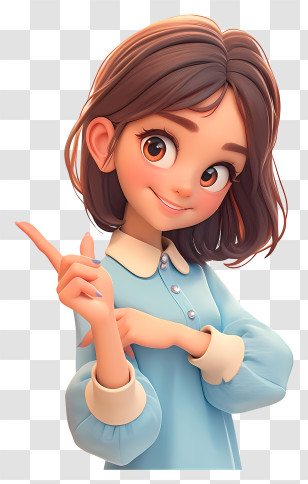 Girl Pointing - Cartoon Girl Pointing Transparent PNG