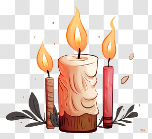 Candles - Three Burning Decorative Candles Transparent PNG